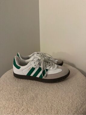 adidas White & Green Samba Low-Top Sneakers